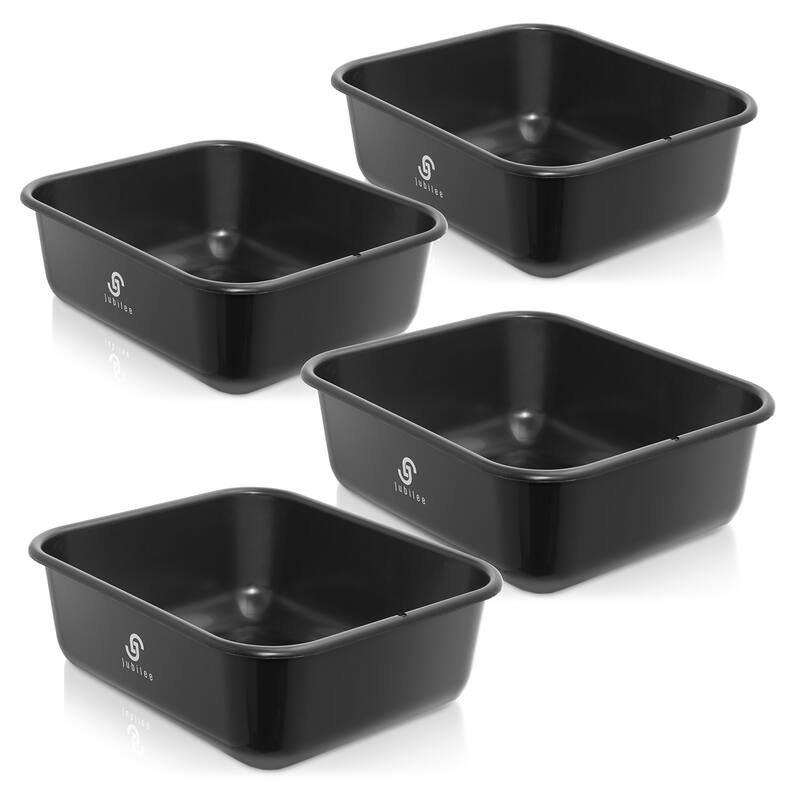 4Pk Commercial Bus Box Utility Tub Plastic Storage Dish Bin 11L - Black - 11 L