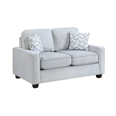 Pery Loveseat w 2 Pillows, Reversible Cushions, Light Gray 60 Inch