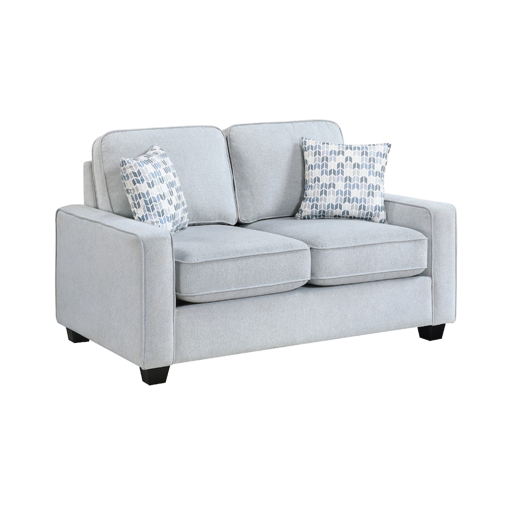 Pery Loveseat w 2 Pillows, Reversible Cushions, Light Gray 60 Inch