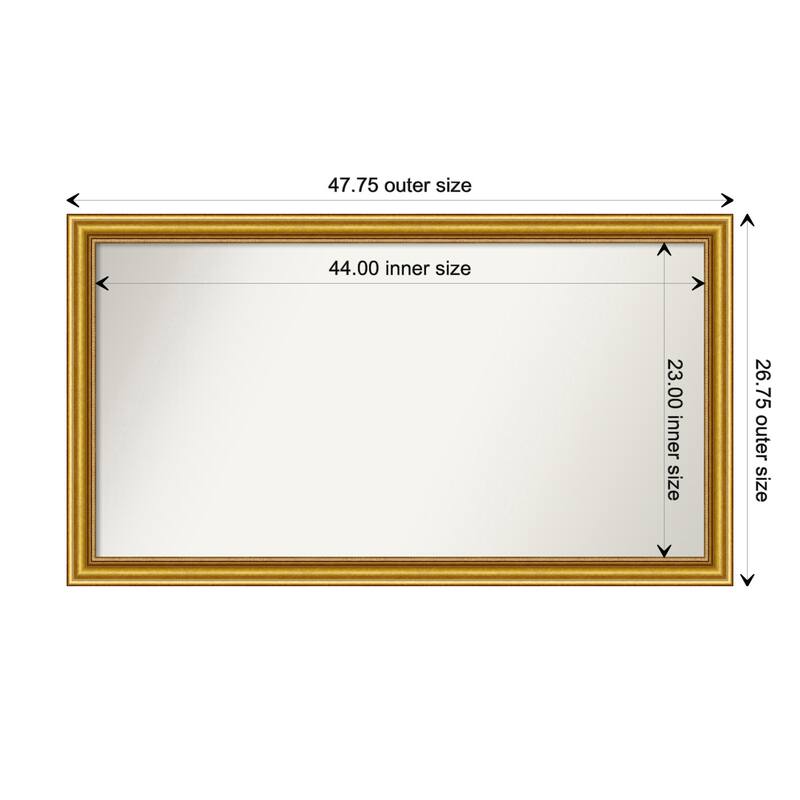 Townhouse Gold Framed Non-Beveled Custom Wall Mirror, Bathroom Vanity Mirror - Outer Size: 47.75 x 26.75