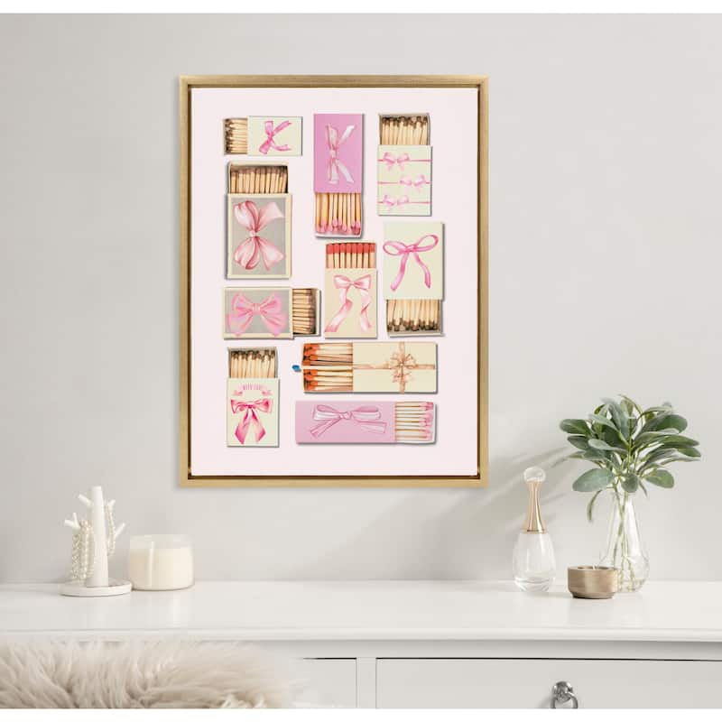 Sylvie Retro Matchboxes Bows Framed Canvas by Honey Island Studio