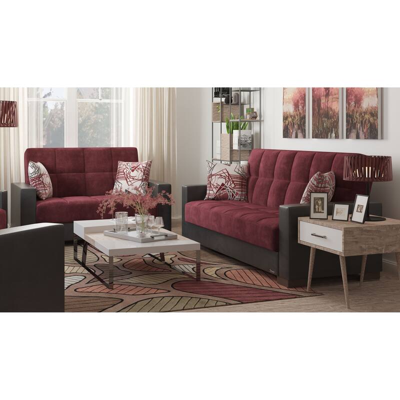 Collection Upholstered Convertible Loveseat With Storage