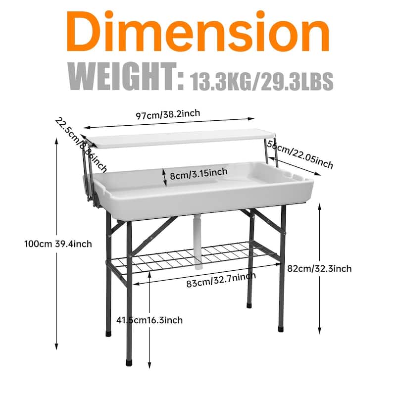 Two-Tier Portable Ice Cooler Table with Removable Skirt