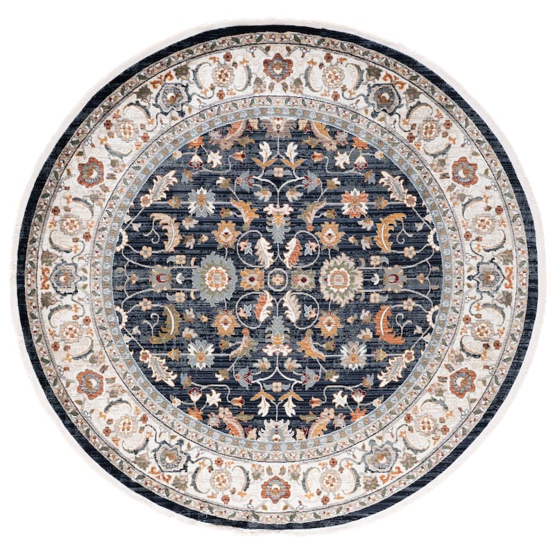 SAFAVIEH Lauren Ralph Lauren Belina Traditional Rug - 6'7" Round - Navy/Ivory