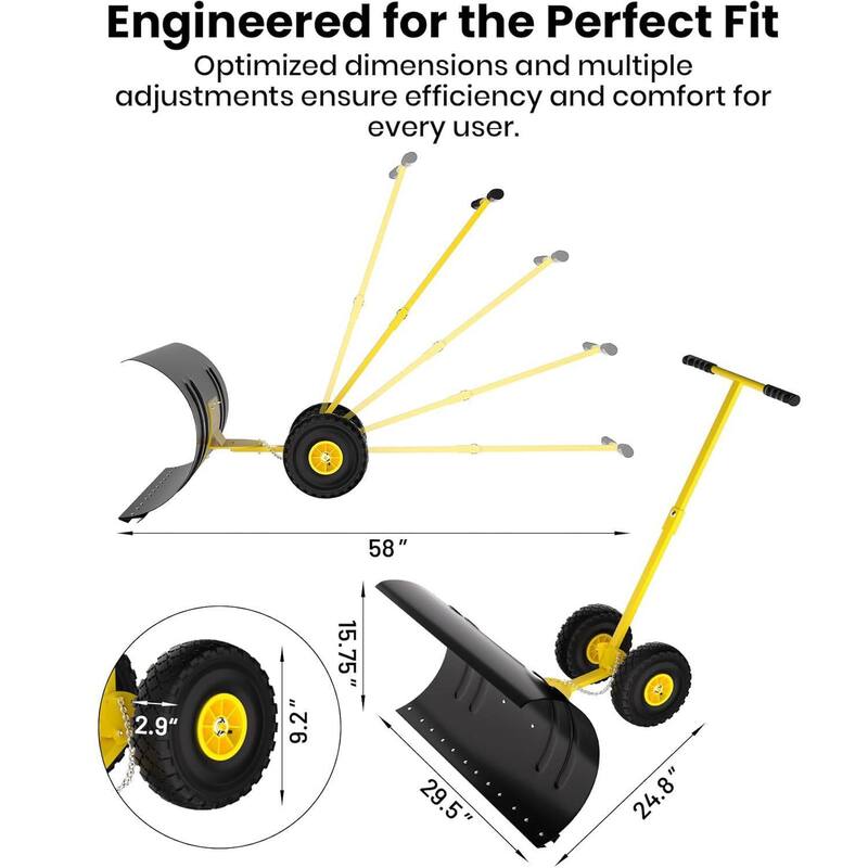 Heavy Duty Single Rod 29-Inch Steel Snow Shovel Plow for Driveways, Sidewalks, Yards