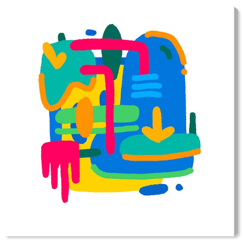 Wynwood Studio Canvas Abstract Jungle Map Amalgum Blue and Modern & Contemporary Wall Art Canvas Print