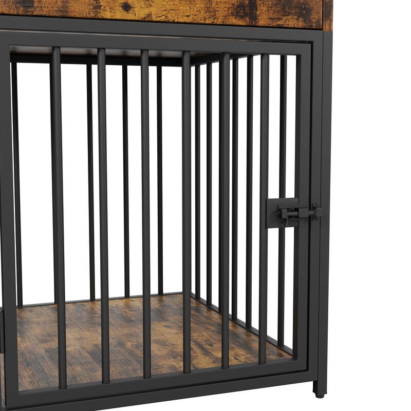 Decorative Dog Crate Dog House Dog Kennel with Drawer Indoor Pet Crate End Table for Small Dog Iron-Tube Dog Cage