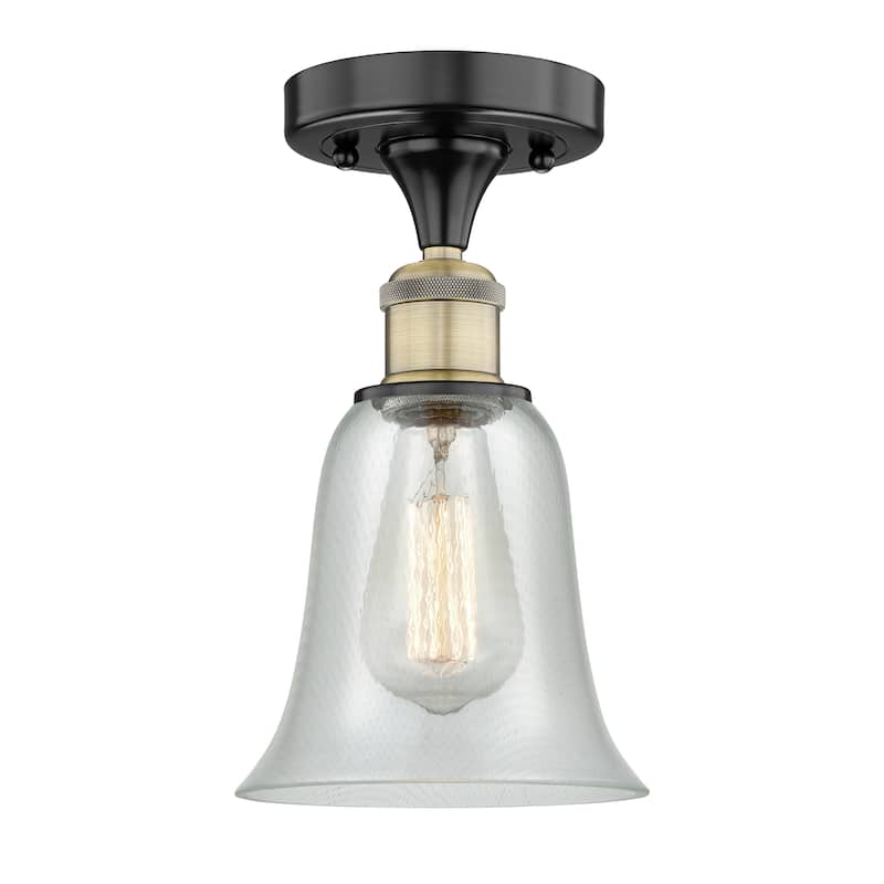 Innovations Lighting Edison Hanover - 1 Light 6" Semi-Flush Mount - Fishnet/Black Antique Brass