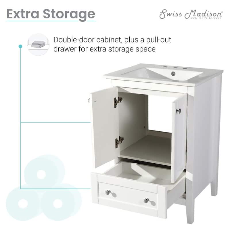 Swiss Madison SM-BV412-3 Cannes 24" Free Standing Single Basin Vanity