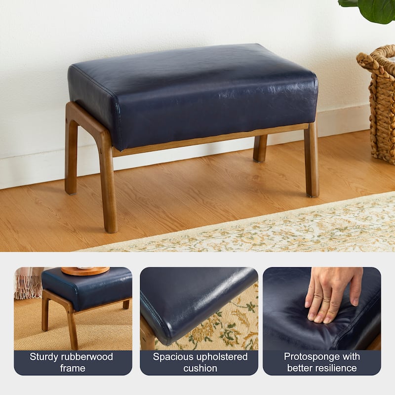Glitzhome 30.75"H Mid-Century PU Leather Armchair with Ottoman Set