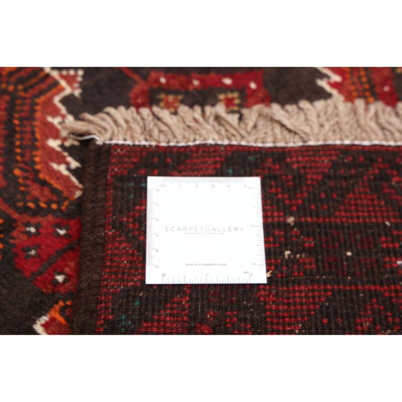 ECARPETGALLERY Hand-knotted Baluch Black, Dark Red Wool Rug - 2'11 x 5'9