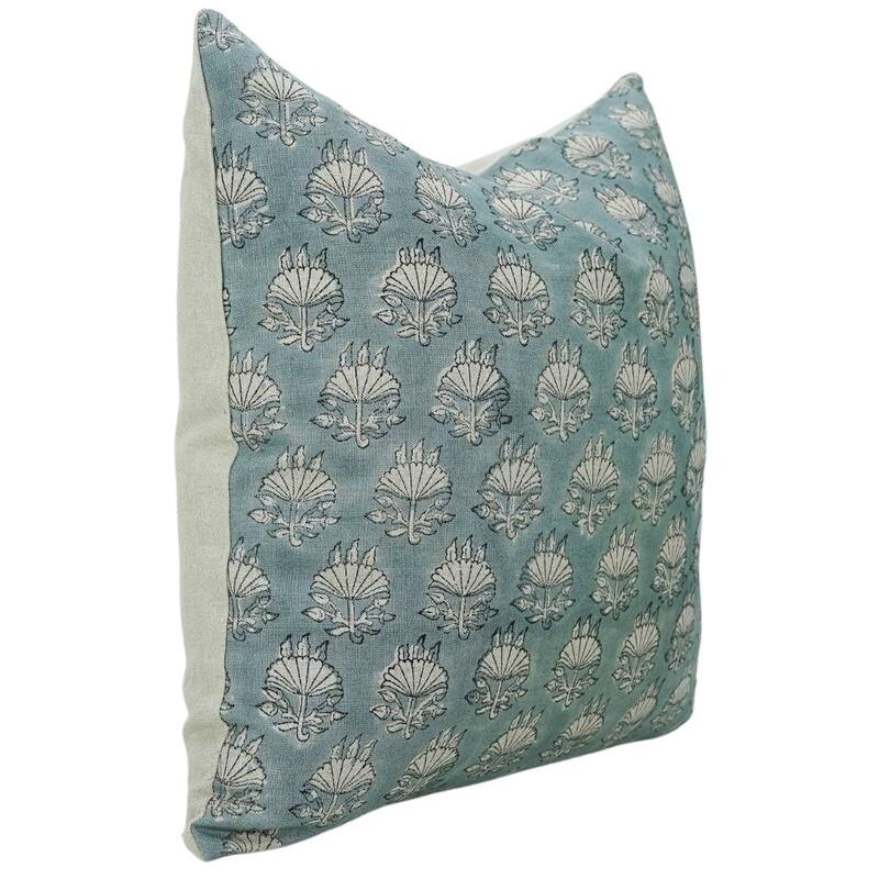 Linen Farmhouse Block print pillow Cover - Chatri