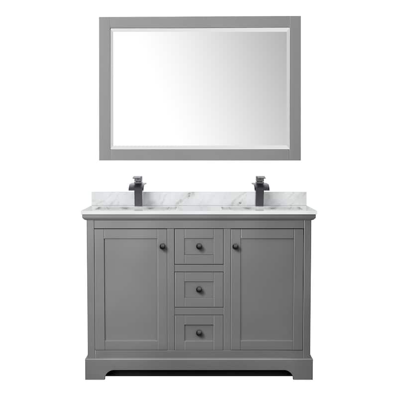 Avery 48-Inch Double Vanity Set with Square Sinks, 46-Inch Mirror