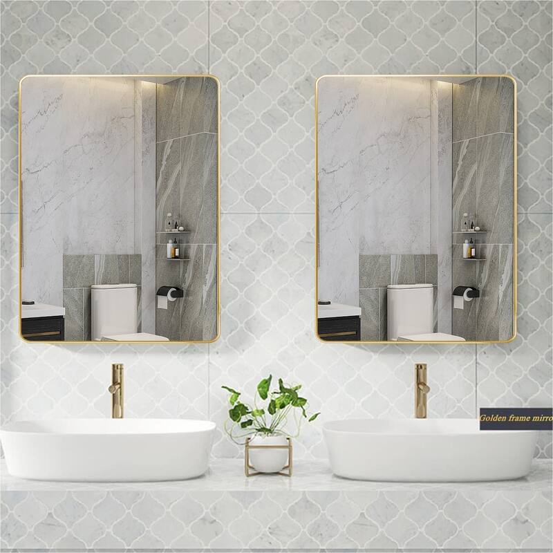 32 in. W x 24 in. H Rectangular Framed Wall Bathroom Vanity Mirror in Black
