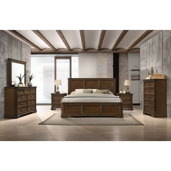 Roundhill Furniture Maderne Traditional Wood Panel Bed with Dresser ...