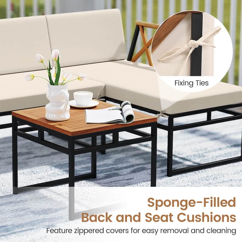 Costway 3 PCS L-Shaped Patio Furniture Set with Loveseat Square Coffee - See Details