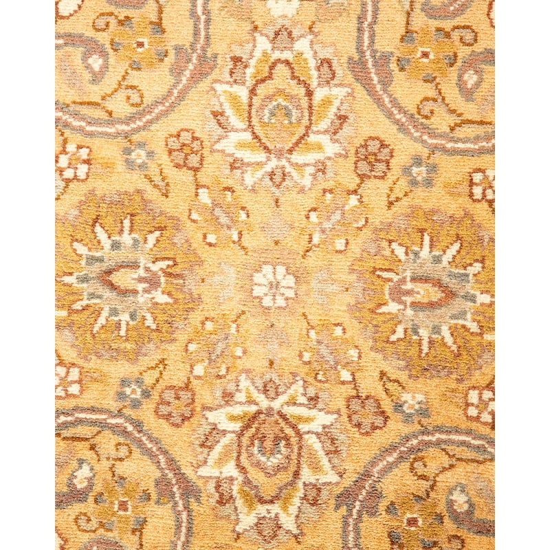 Overton Handknotted Wool Traditional Oriental Yellow Runner