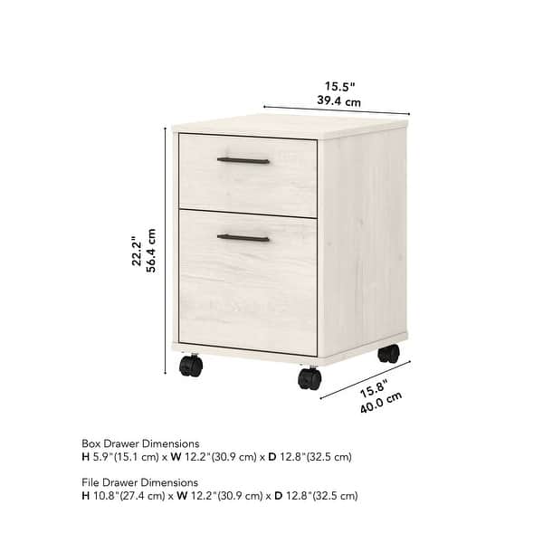 dimension image slide 3 of 12, Key West 2 Drawer Mobile File Cabinet by Bush Furniture