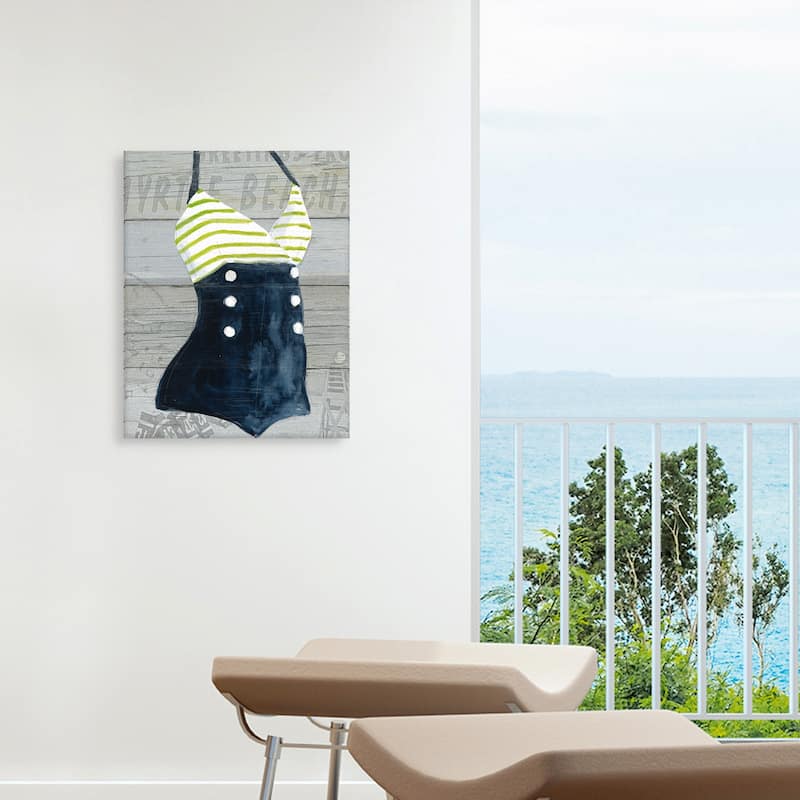 Vintage Swimwear I on Wood by Carol Robinson Canvas Art Print