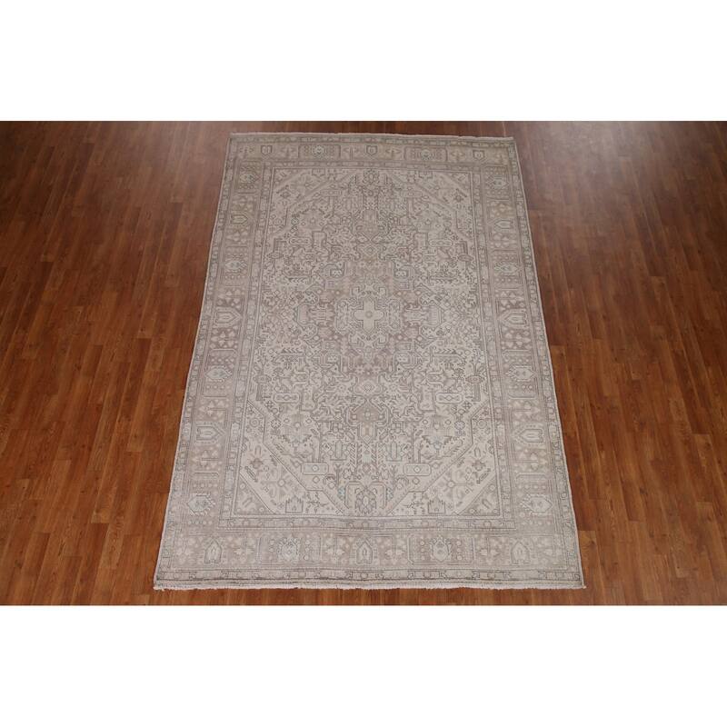 Distressed Tabriz Persian Rug Hand-knotted Wool Carpet - 6'3" x 9'6"