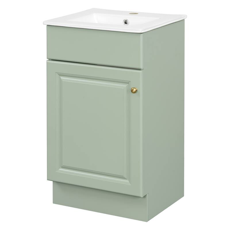 18" Bathroom Vanity with Sink, Vanity Cabinet with Door Shelf and Adjustable Shelf