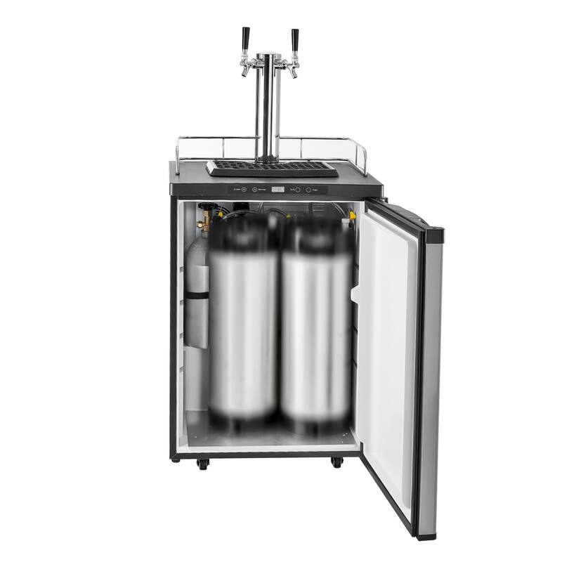 Beer Kegerator with 2 Faucets and CO2 Tank, Full Size, 162L - 23.7 x 30.1 x 53.1 in