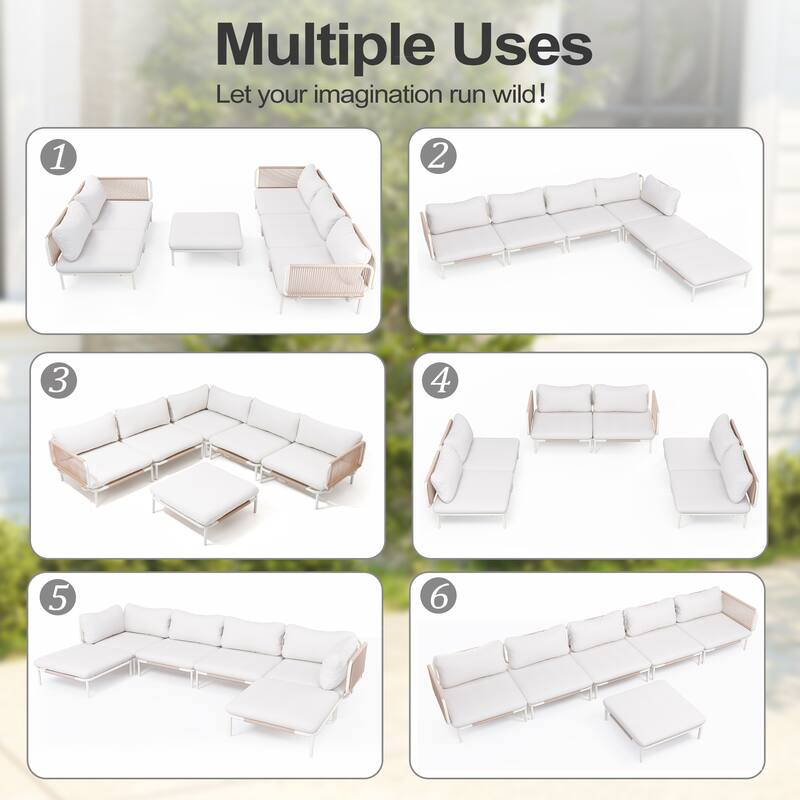 Pellebant Outdoor Sectional Sofa Patio Conversation Seating Set