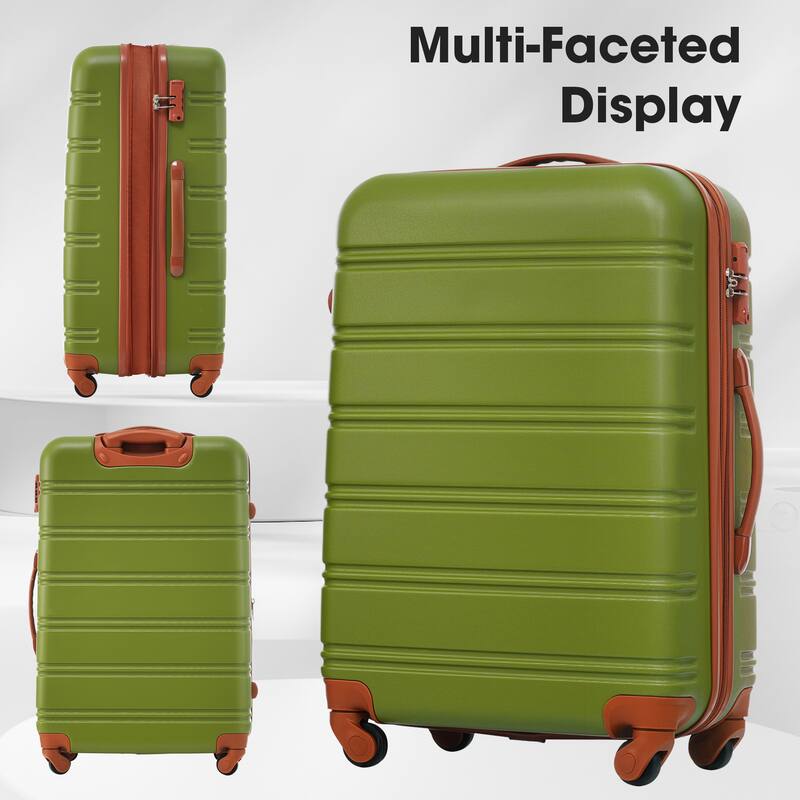 3 Piece Luggage Set ABS Hardside Lightweight Suitcase Set with Spinner Wheels and TSA Lock, 20" 24" 28" Luggage Case