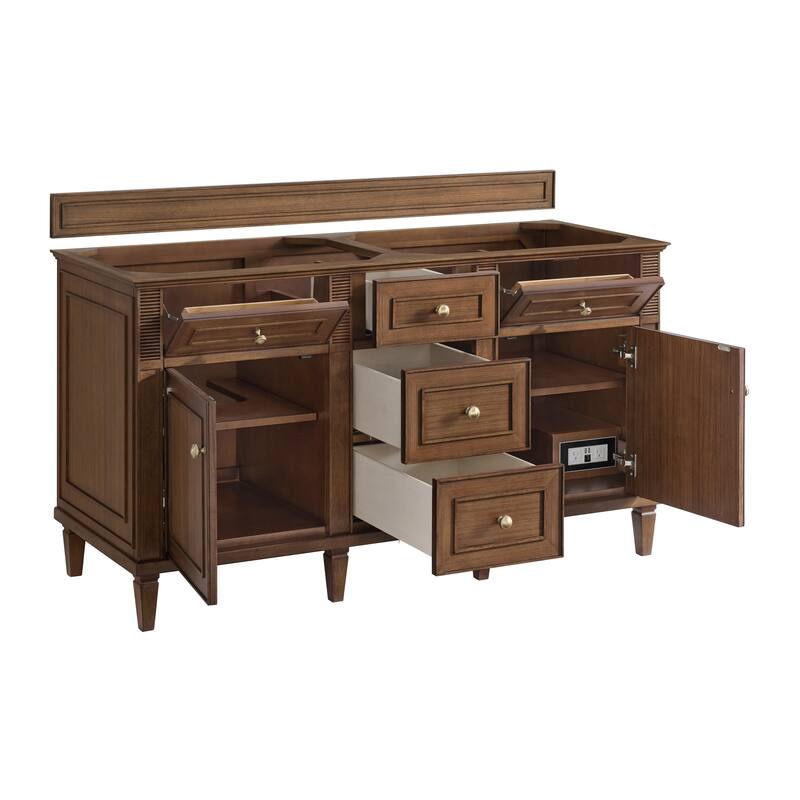 James Martin Vanities Lorelai 60" Double Vanity, Mid-Century Walnut