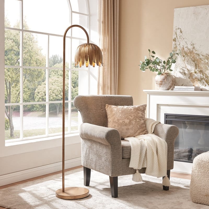 Acroma - 60.88" Arched Steel Dimmable Floor Lamp - N/A