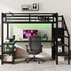 preview thumbnail 3 of 9, Full Loft Bed with Desk, Wardrobe, LED, USB