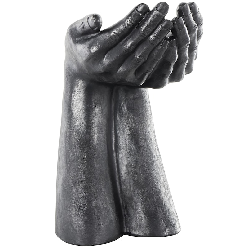 Polystone Hands Open Decorative Sculpture - Black - Roche River Decor