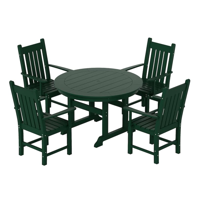 Laguna Hdpe All Weather Outdoor Patio Dining Set with Round Table, Armchairs (5-Piece Set)