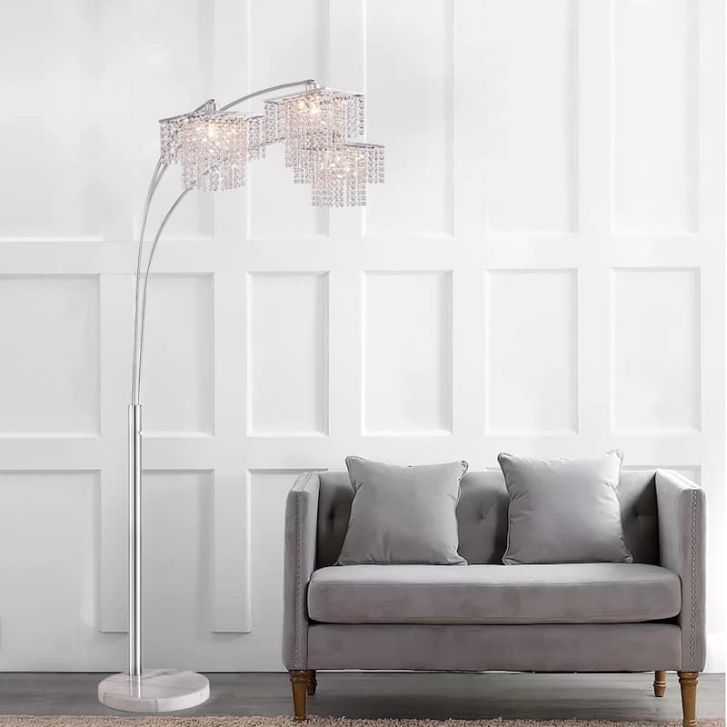 Brio 85" 3-Light Modern Crystal Arc Floor Lamp - 85