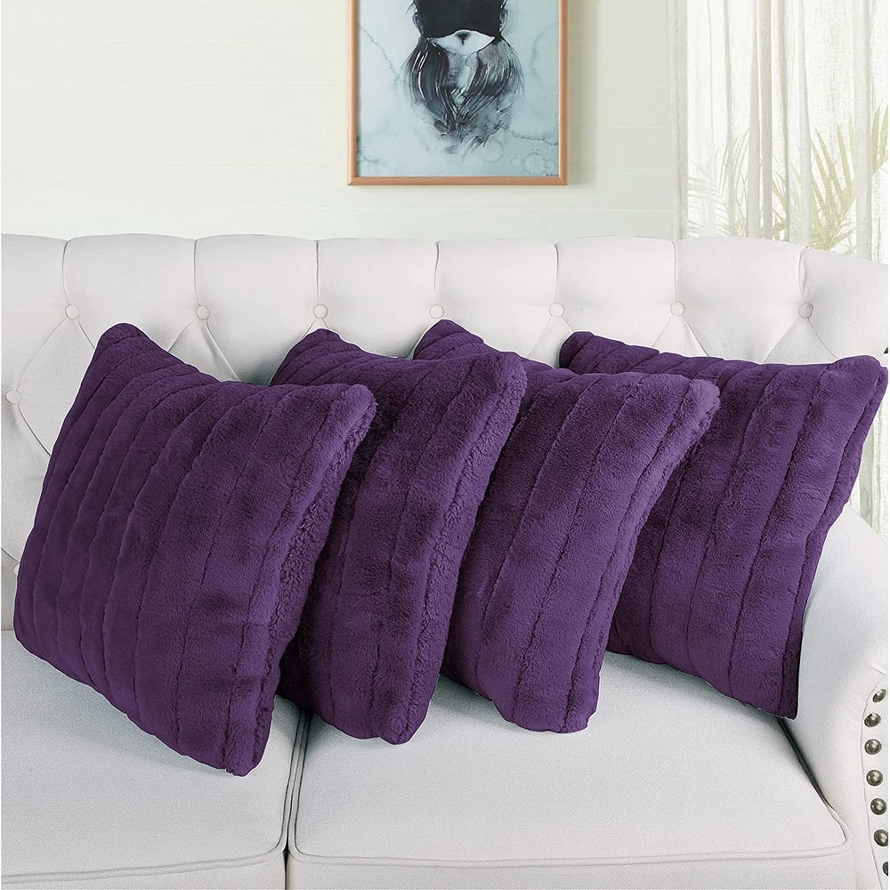 Supermink Soft Solid Throw Pillow Covers Set of 4, NO INSERT