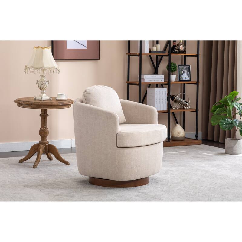 30.3" Swivel Accent Chair with Wood Base