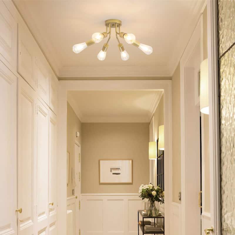 6-Light Modern Sputnik Light Fixture Semi Flush Mount Ceiling Lighting - 14.76' W
