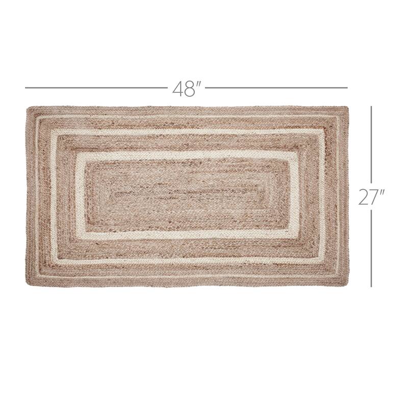 Natural & Creme Jute Rug Rect w/ Pad 27x48 - 3'6"