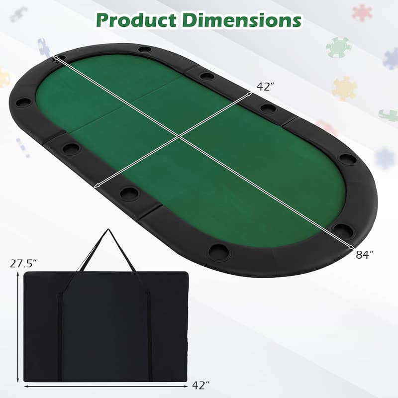 Gymax 84'' x 42'' 10-Player Foldable Padded Poker Table Top w/