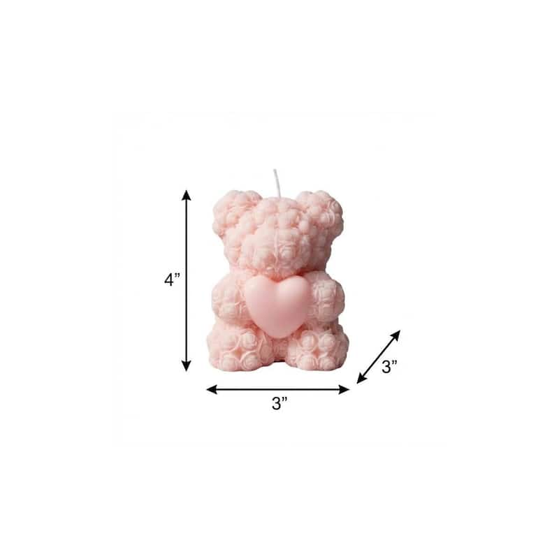 4" Pink Sea Salt And Orchid Scented Dimensional Teddy Bear Candle