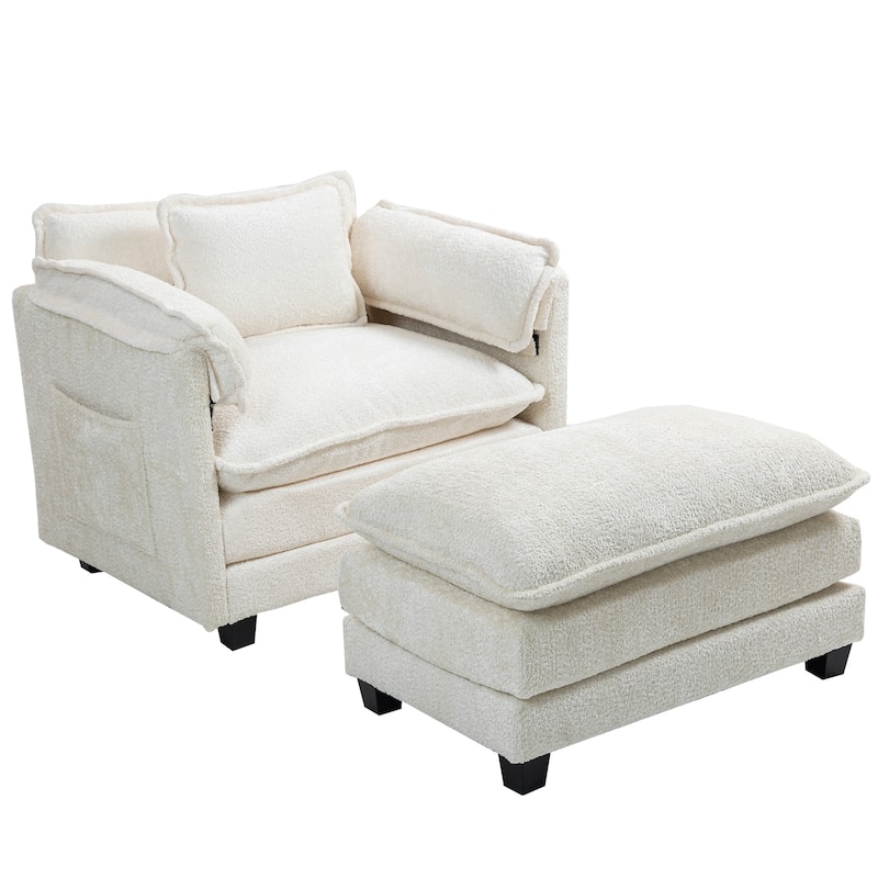 Rustic Side Chair Vanity Chair with Ottoman, Office Chair Reception Chair Reading Chair Dressing Chair