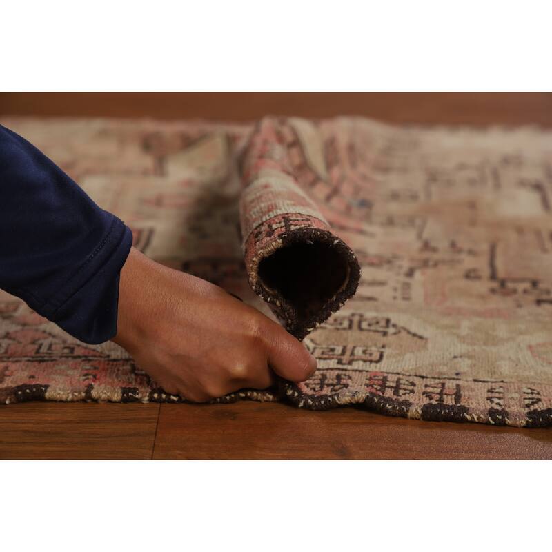 Hand Woven Oriental 100% Wool Carpet Traditional Tribal Pink Sumak Runner Rug - 10' 2'' X 3' 9''