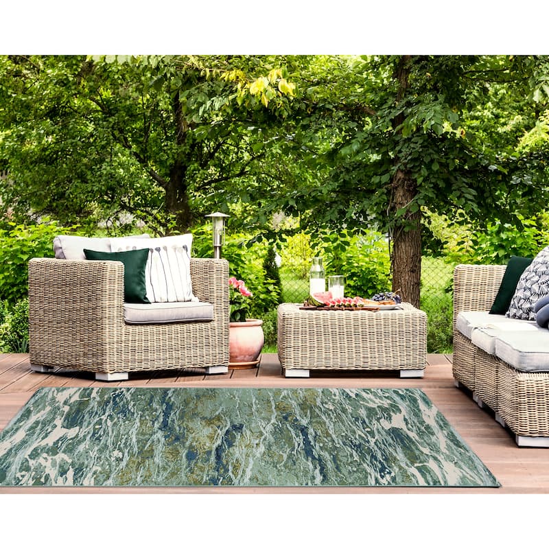Liora Manne Marina Caribe Indoor/Outdoor Area Rug - 8'10" x 11'9" - Sea