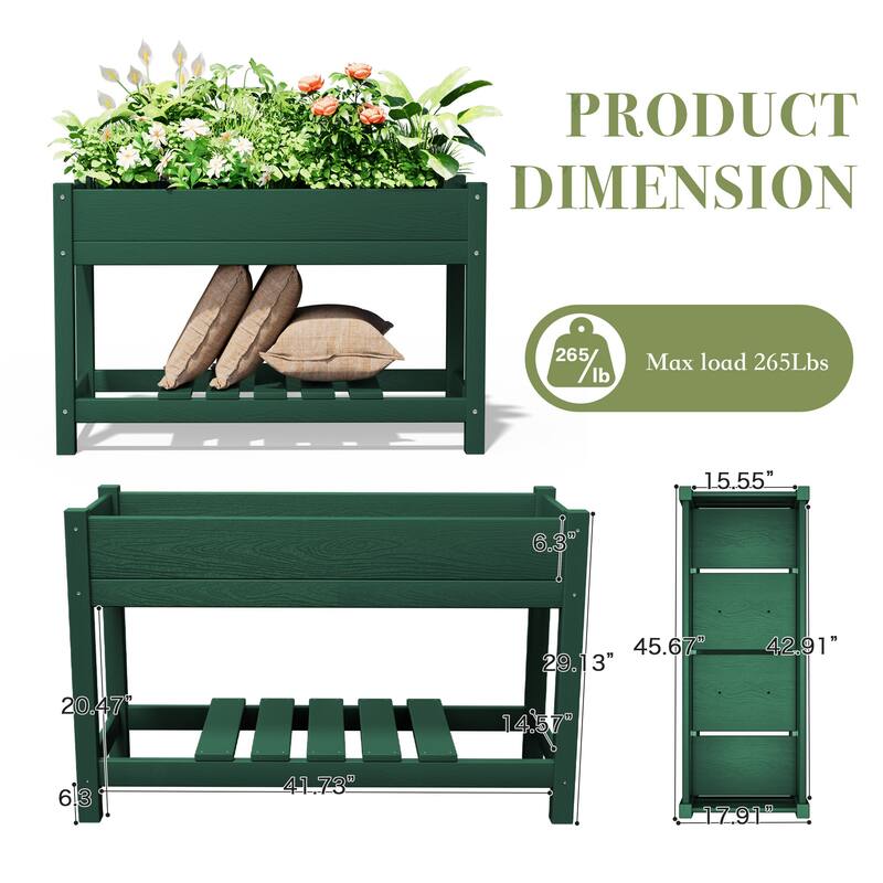 HDPE Double Layer Design Outdoor Planter With Wheels