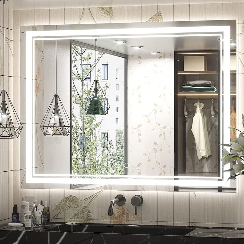 Keonjinn LED Front Light Bathroom Vanity Wall Mirror, Anti-Fog, Dimmable