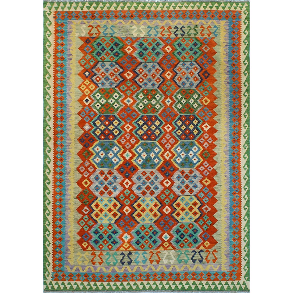 Flatweave Rylee Red/Blue Rug - 6'10" x 9'10"