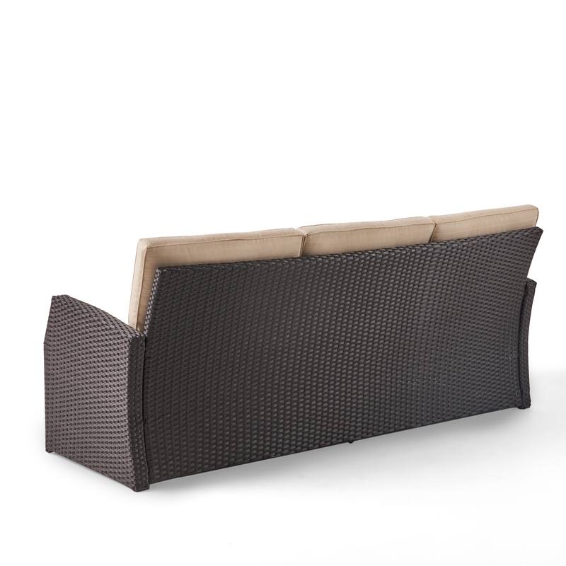 Sanger Outdoor 7 Seater Wicker Chat Set with Light Weight Concrete Fire Pit by Christopher Knight Home