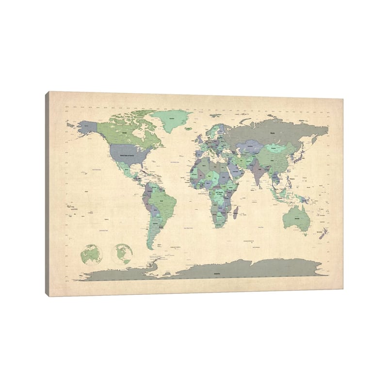 iCanvas "Map of The World VI" by Michael Tompsett Canvas Print