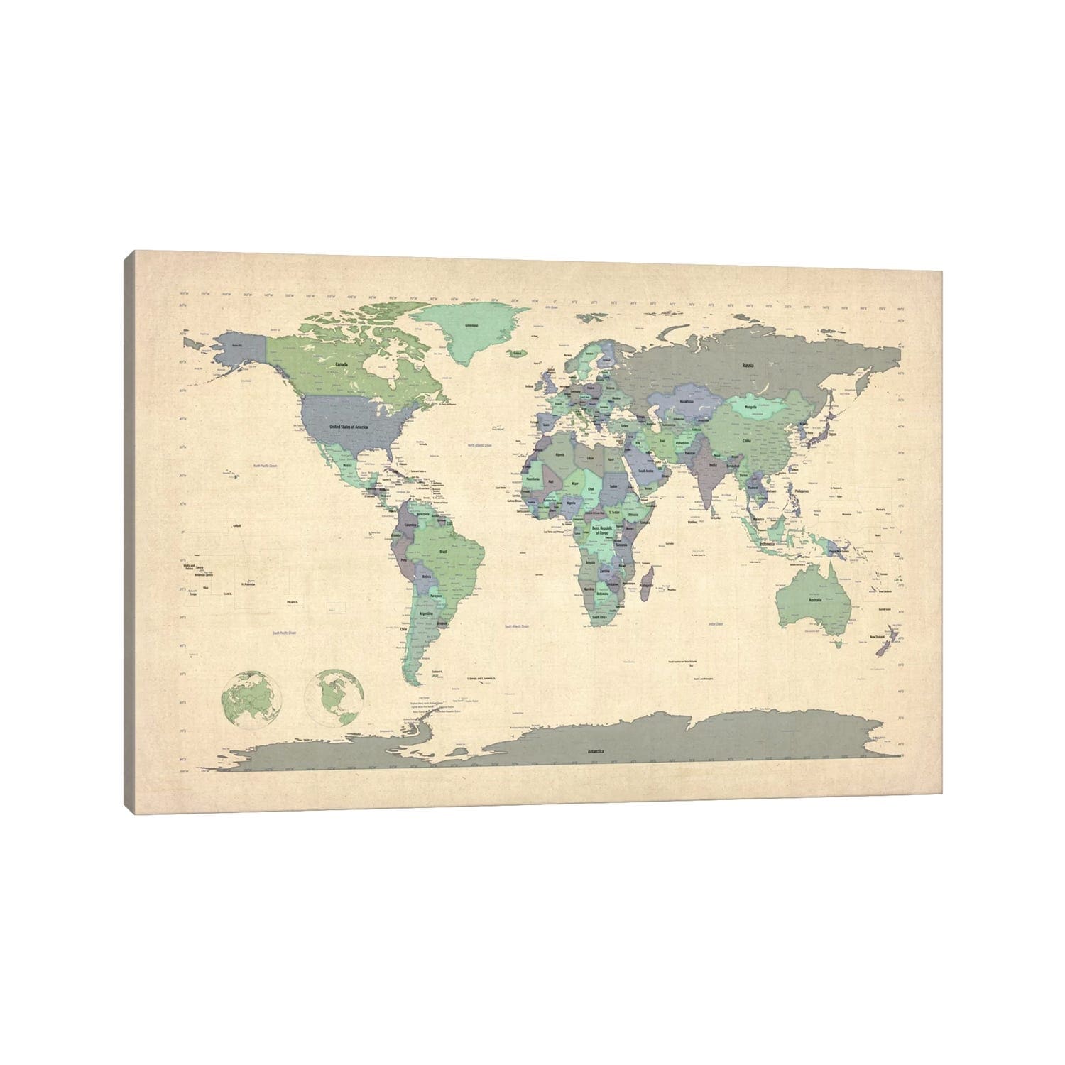 iCanvas "Map of The World VI" by Michael Tompsett Canvas Print