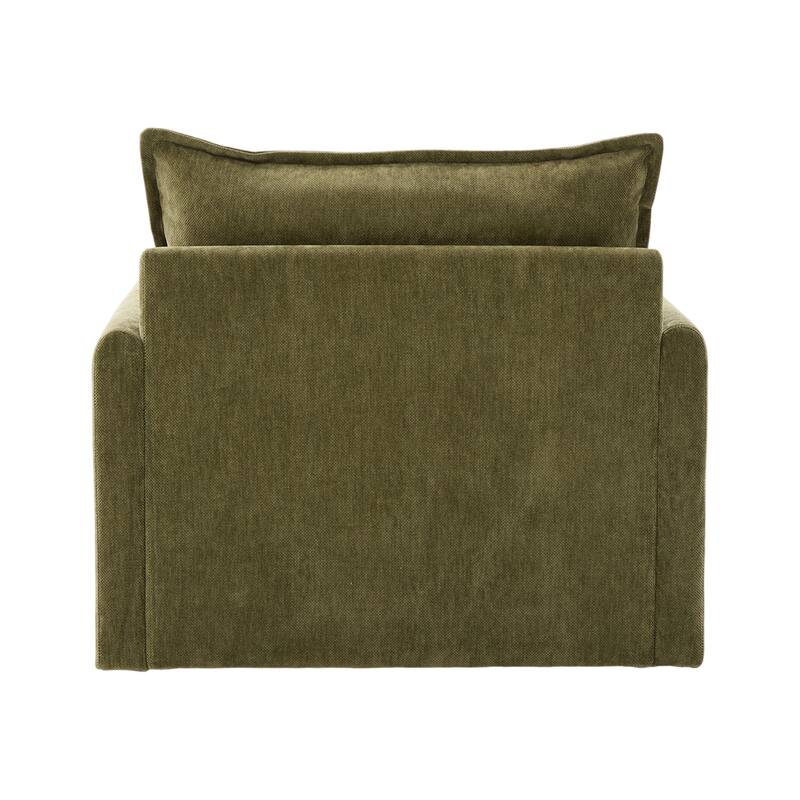 Chenille 360° Swivel Barrel Chair with Memory Foam and Side Pockets